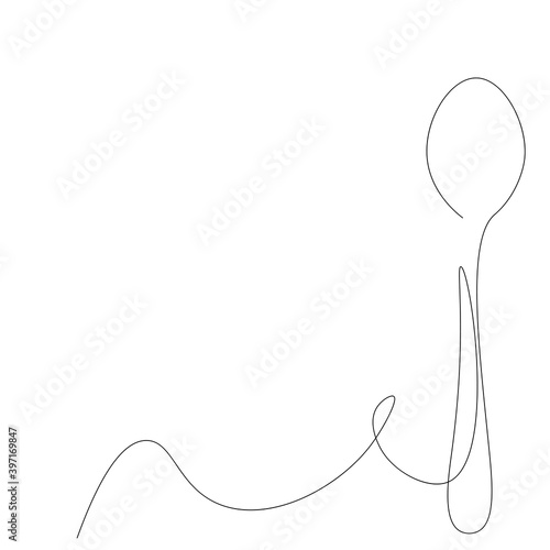 Cuadro en lienzo Spoon silhouette one line drawing vector illustration