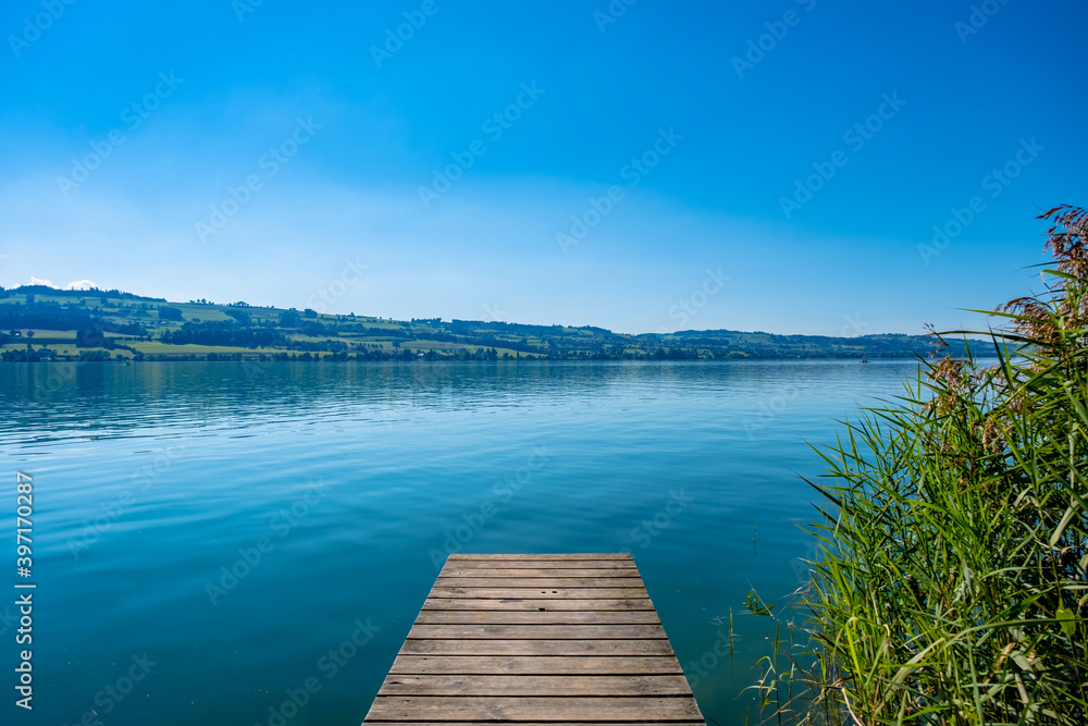 Fototapeta premium Pier On Lake - Sempach Switzerland