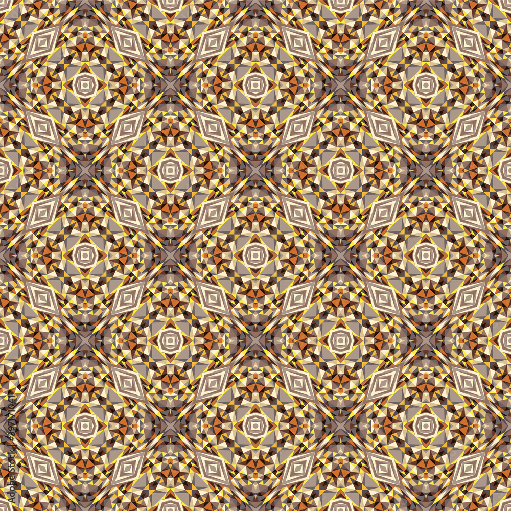 Gold pattern, ornament, decoration, seamless golden texture, geometric symmetric background, fashion print small shapes, wallpaper, fabric, textile, wrapping paper vector design template.