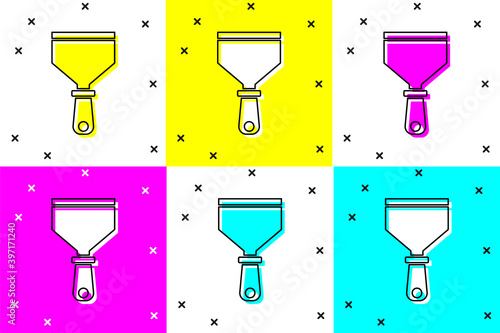 Set Putty knife icon isolated on color background. Spatula repair tool. Spackling or paint instruments. Vector.
