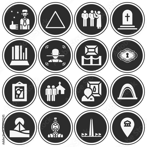 16 pack of memorial filled web icons set