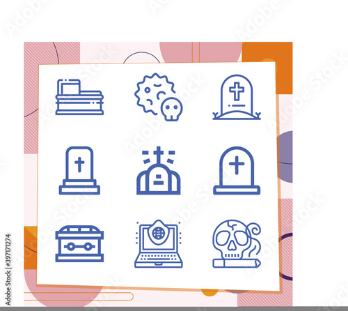 Simple set of 9 icons related to threats
