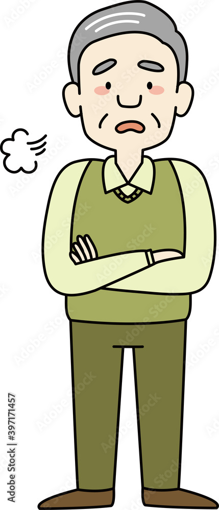 ため息をつくおじいさん(全身) ため息をつくおじいさん(全身)