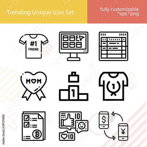 Simple set of seller related lineal icons.