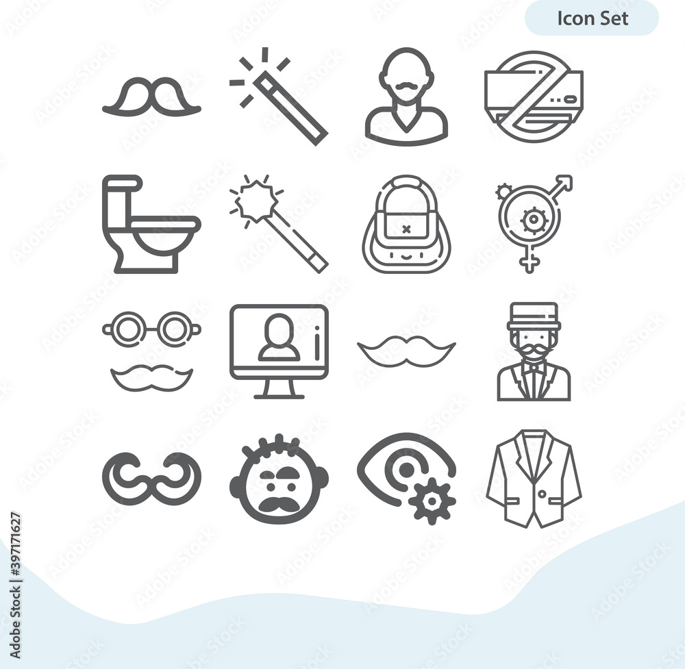 Simple set of manhood related lineal icons. Simple set of manhood related lineal icons.