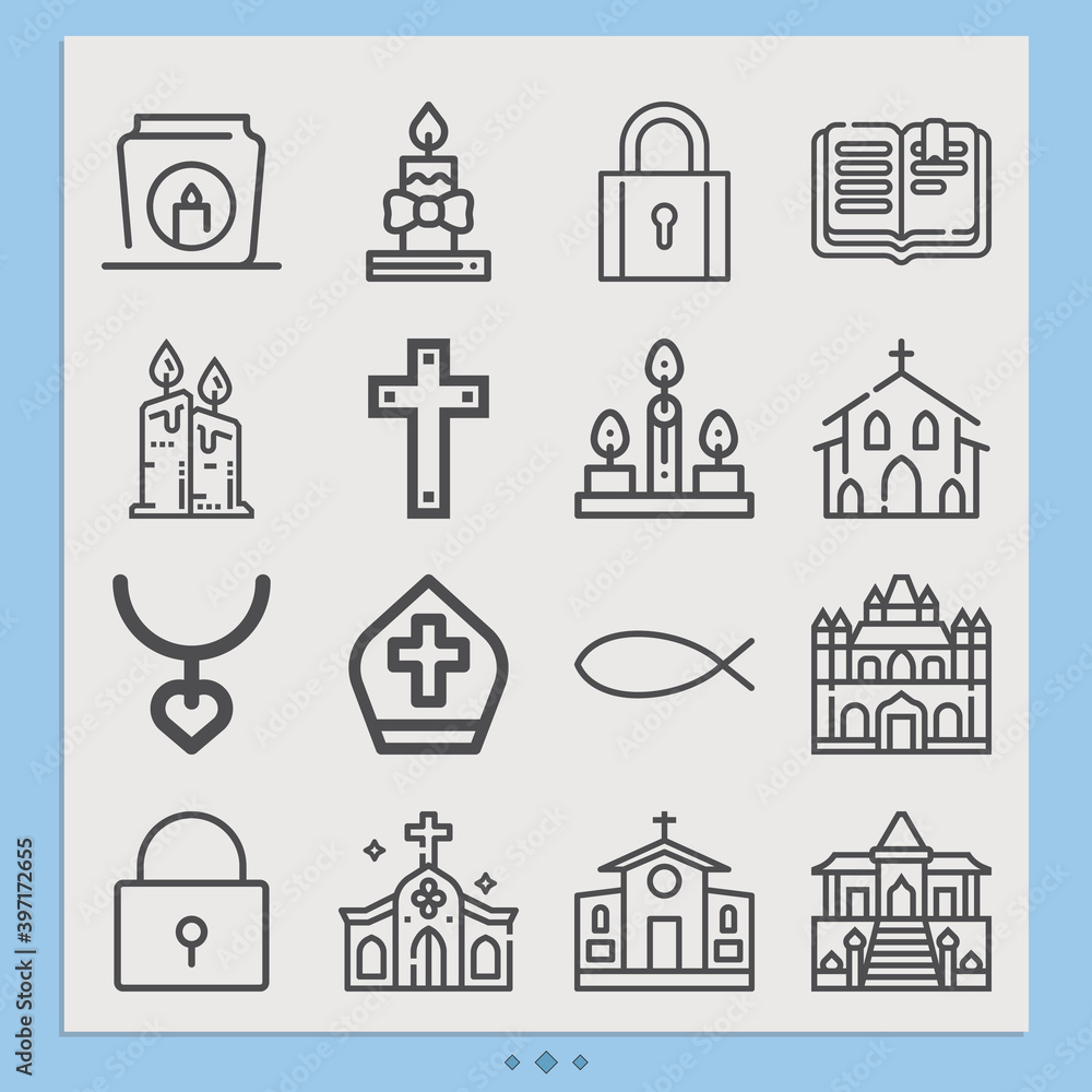 Simple set of church related lineal icons.