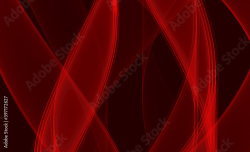 Red abstract curved lines on a dark background.