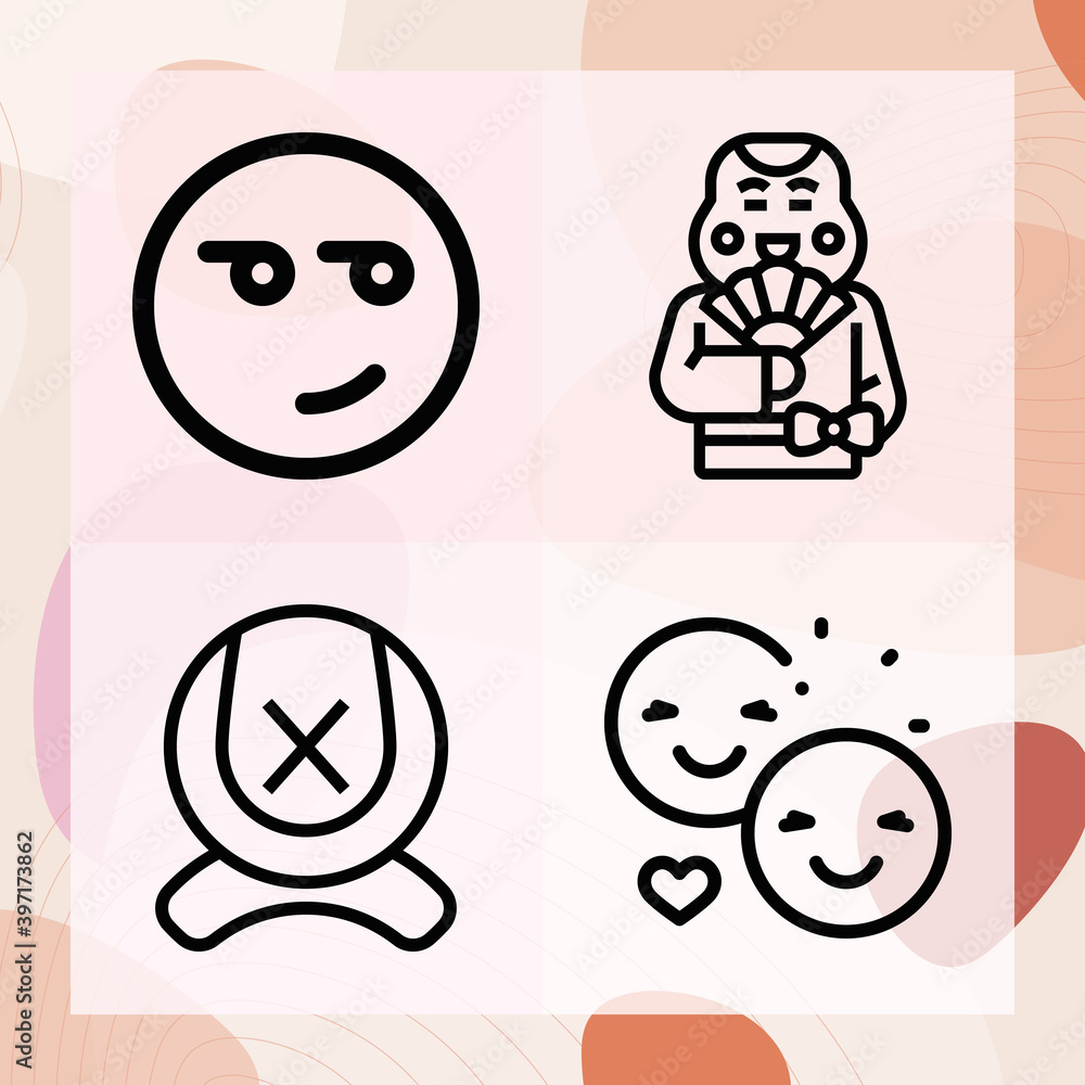Simple set of fears related lineal icons Simple set of fears related lineal icons