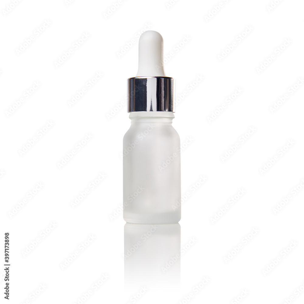 isolated empty bottle for cuticle oil. white and chrome lid isolated empty bottle for cuticle oil. white and chrome lid