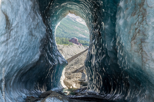 Ice cave in Root Glacier, Kennicott, Alaska, USA.