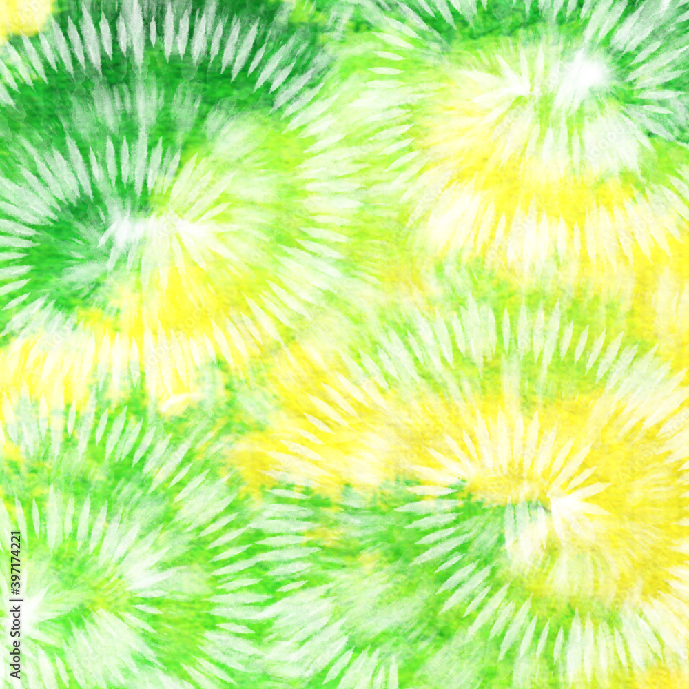 Fototapeta premium Tye Dye green yellow white gradient white background.