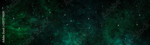 Star field background banner . Glow swirls night sky. Banner
