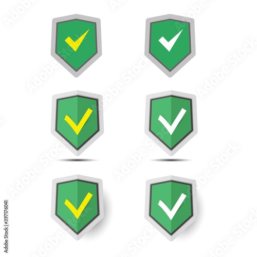 Check mark buttons, shield mark