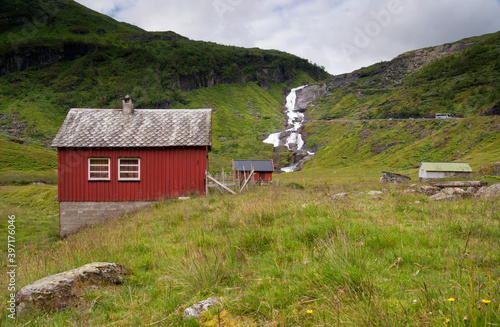 Wooden house on the Vikafjellet photo