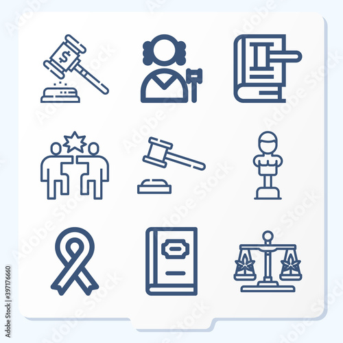 Simple set of 9 icons related to martial