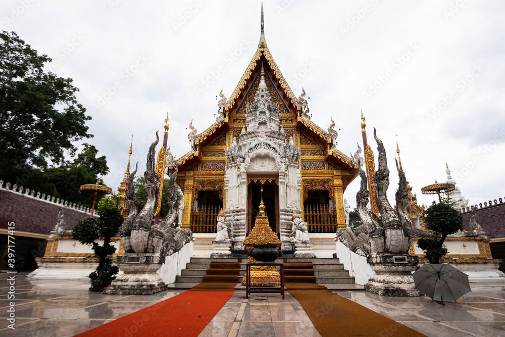 temple surrounded by the serpent of a temple in Thailand temple surrounded by the serpent of a temple in Thailand