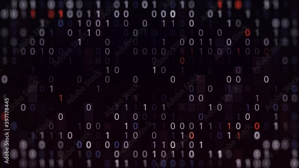 Computer background with binary code. Animation. Virtual space of ...