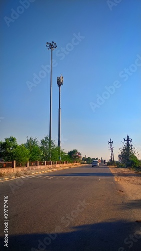 Black asphalt expressway view during Covid 19 pandemic. photo