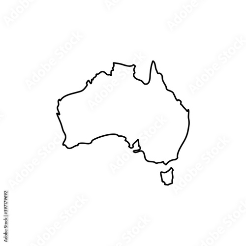 Australia map vector, on white background, vector illustration.