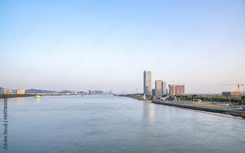 Scenic view of Lingshan Island Jianhai Bay, Nansha Pearl Bay, Guangzhou, China