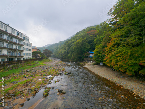 River and hot spring town (Tochigi, Japan) photo