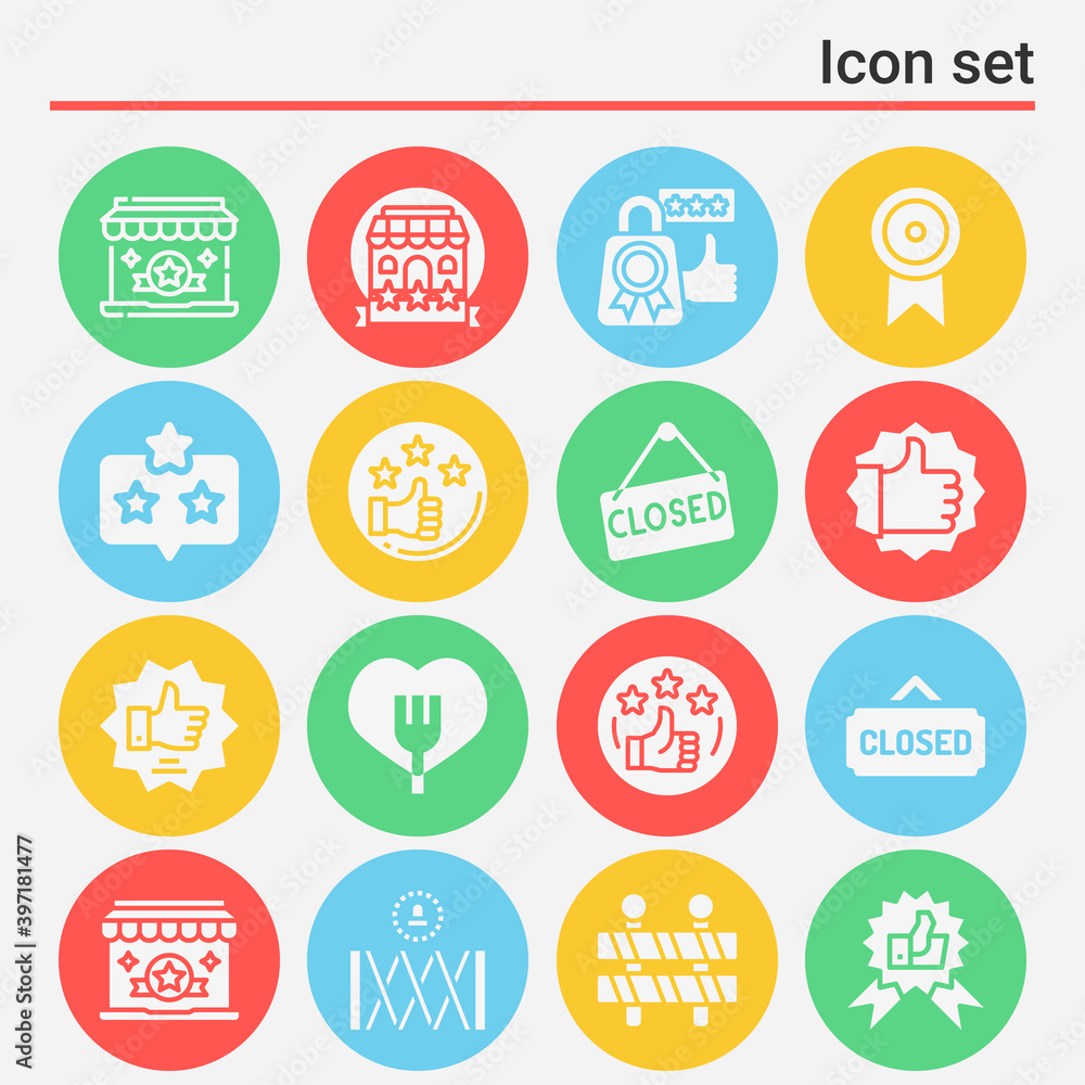 16 pack of closure  filled web icons set