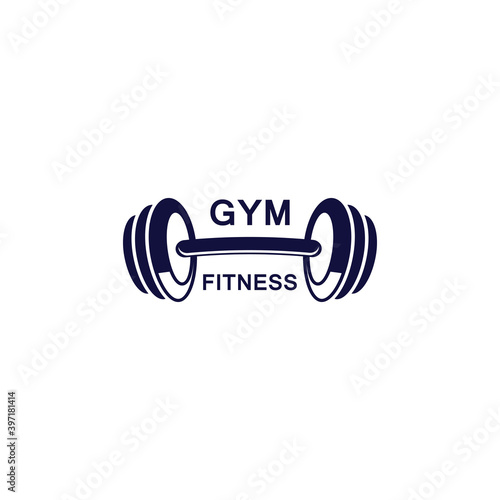 Gym and fitness logo template, dumbbell and barbel style icon