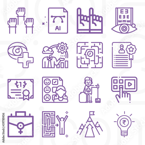 16 pack of participate  lineal web icons set