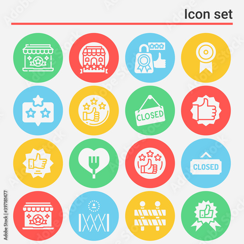16 pack of closure  filled web icons set
