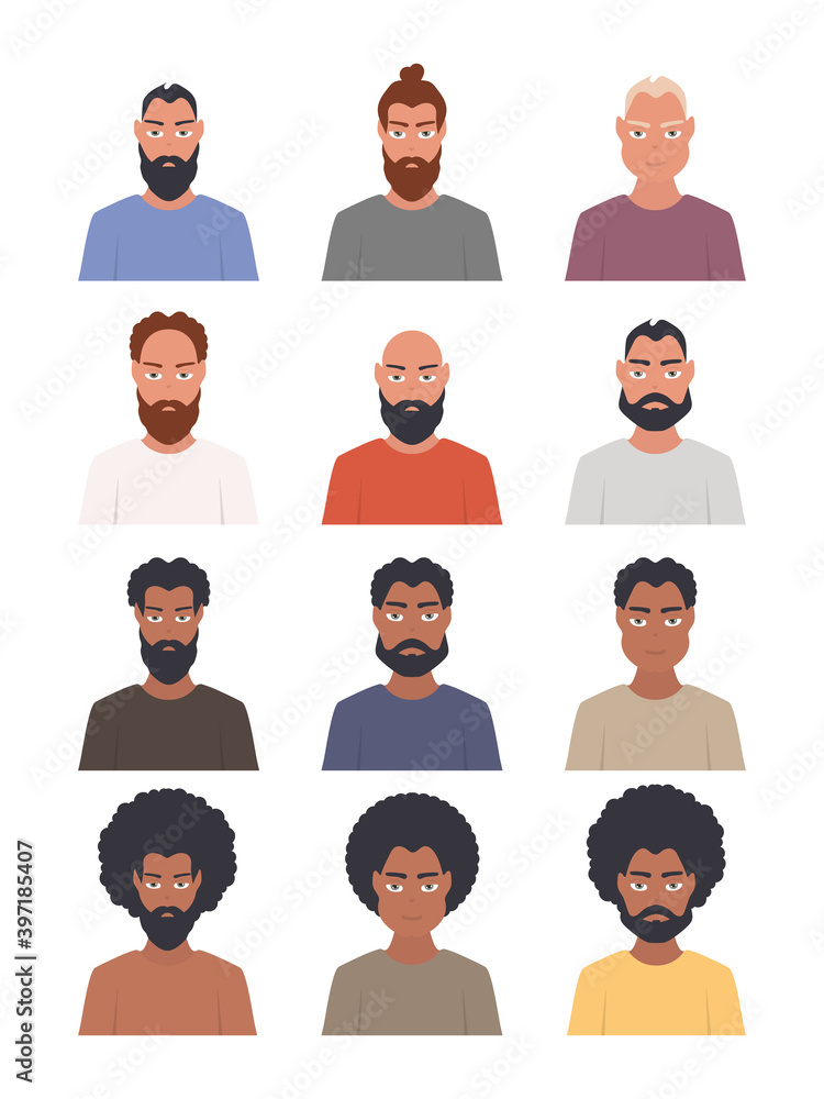 A set of avatars of men of different nationalities A set of avatars of men of different nationalities