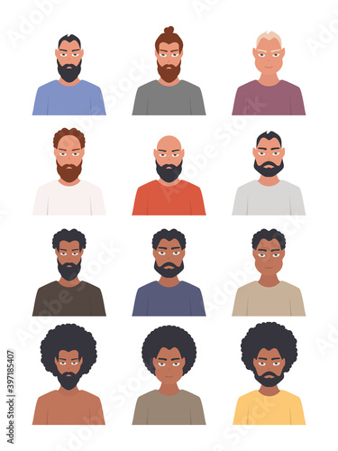 A set of avatars of men of different nationalities
