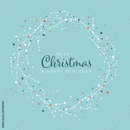 Minimalist Christmas flyer/card template with wreath