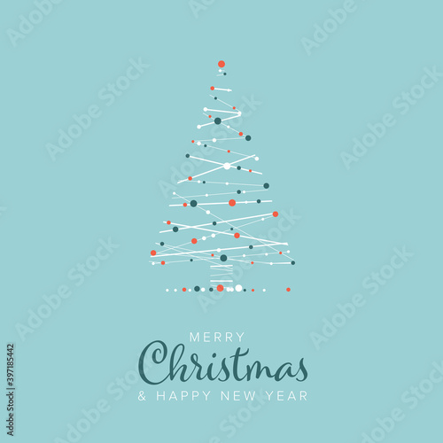 Minimalist Christmas flyer/card template with christmas tree