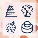 Simple set of birthday party related lineal icons