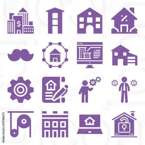 16 pack of actual  filled web icons set