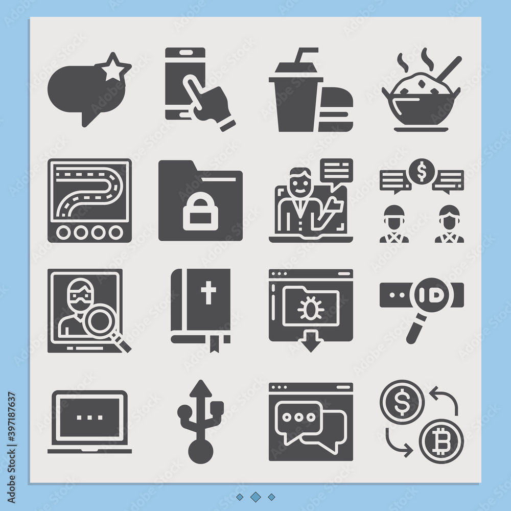 Simple set of word related filled icons. Simple set of word related filled icons.
