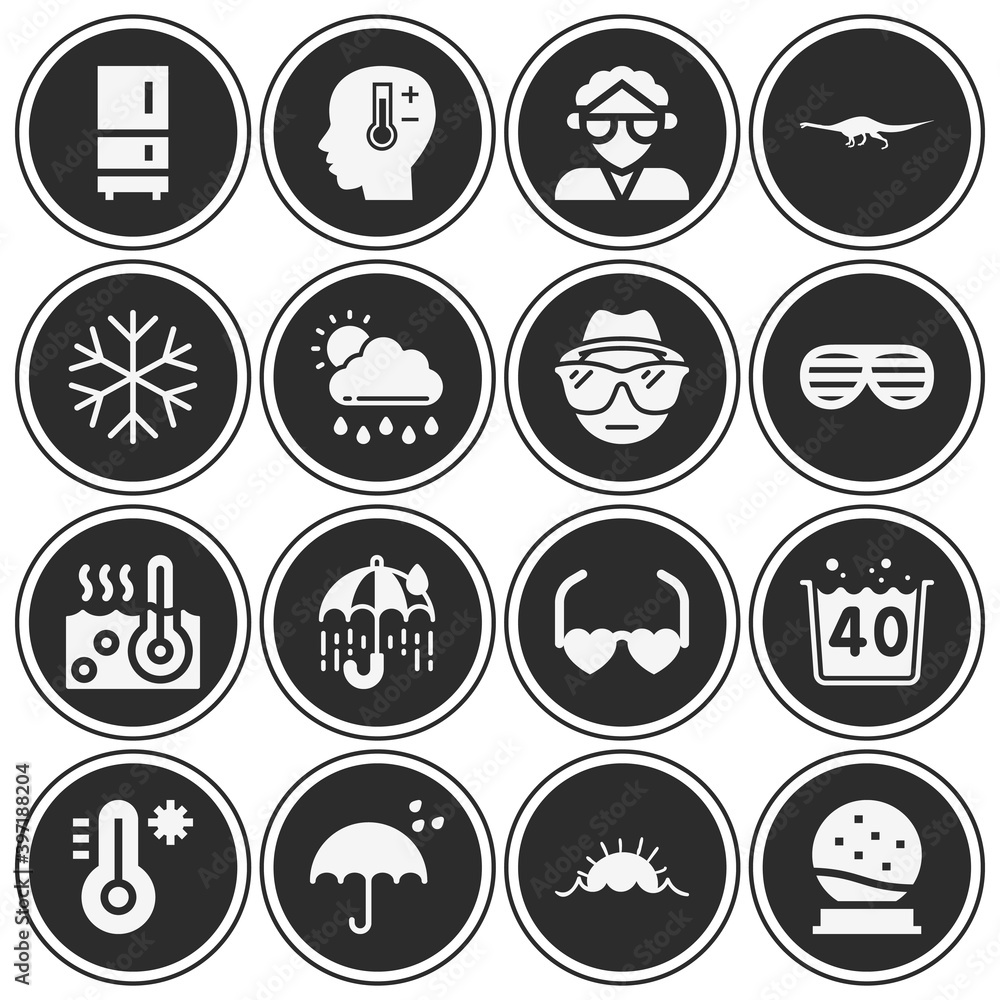 16 pack of precipitation  filled web icons set