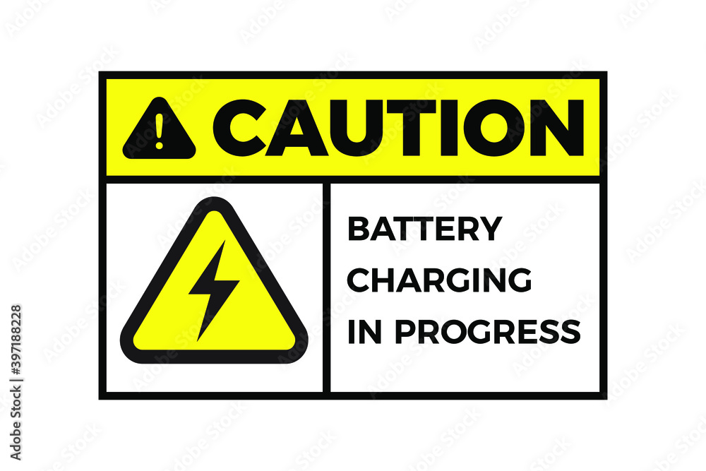 Caution sign: Battery charging in progress. Eps10 vector illustration Caution sign: Battery charging in progress. Eps10 vector illustration