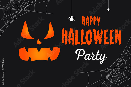 Happy halloween party poster. Halloween background with scary pumpkin. Eps10 vector illustration.