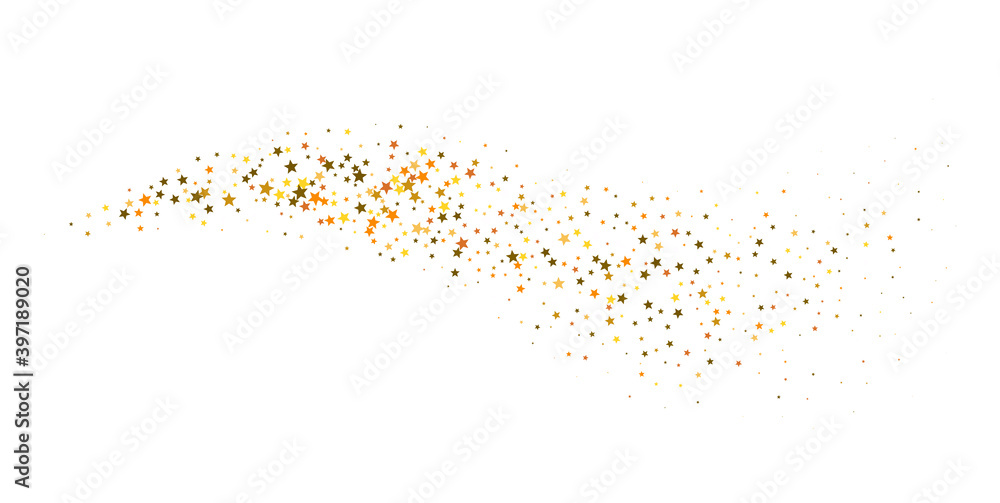 Starry confetti on a white background. A stream of golden stars. Vector illustration. Starry confetti on a white background. A stream of golden stars. Vector illustration.