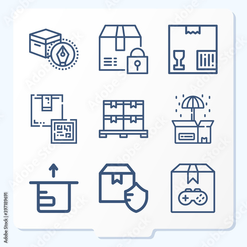 Simple set of 9 icons related to bundles