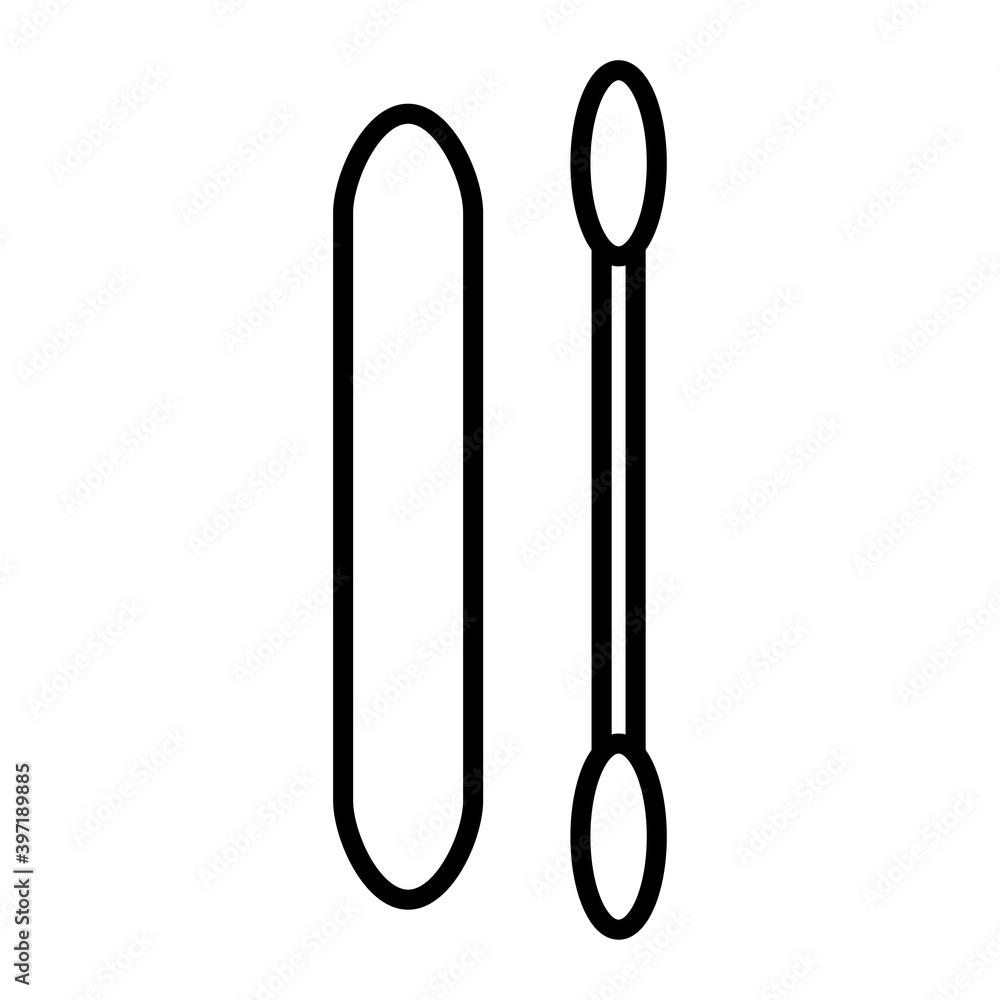Black and white icon is a simple linear fashionable glamorous cosmic cotton swab for cleaning the face and ears and nail file, manicure guidance. illustration Black and white icon is a simple linear fashionable glamorous cosmic cotton swab for cleaning the face and ears and nail file, manicure guidance. illustration