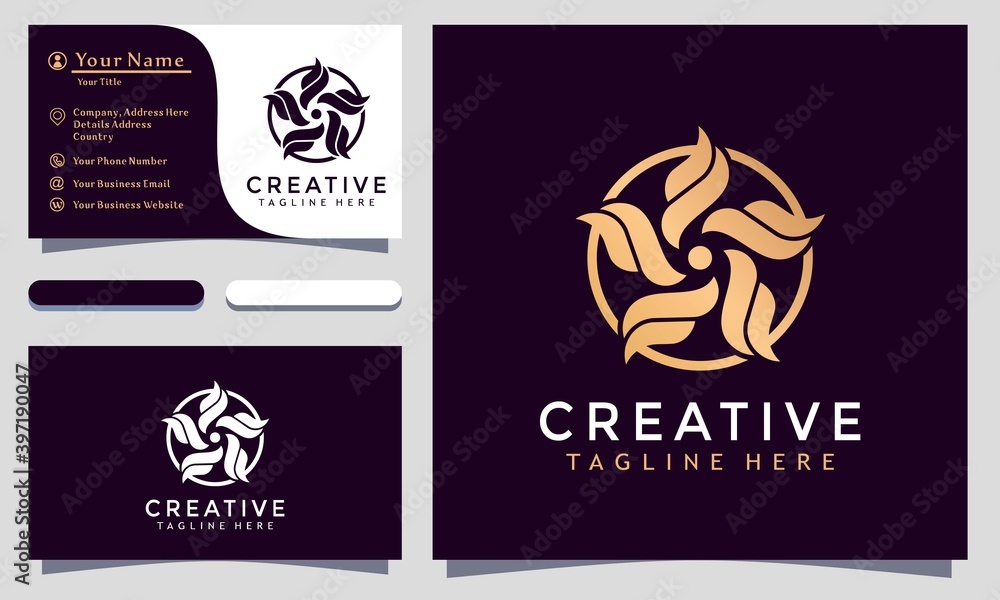 Fototapeta premium Modern Elegant Star Flower Logo Design and template. Gold creative Flower Cosmetic Logos icon vector business card