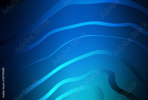 Dark BLUE vector texture with curved lines.