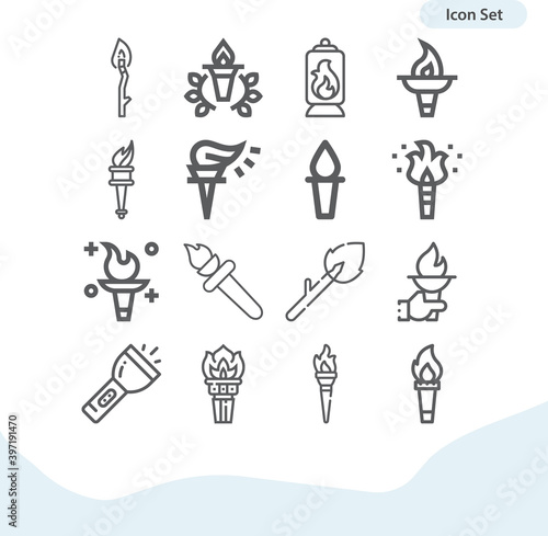 Simple set of burn down related lineal icons.