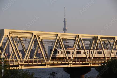 truss bridge and train