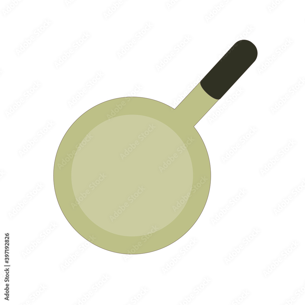 Brown frying pan with black handle on a white background. Brown frying pan with black handle on a white background.