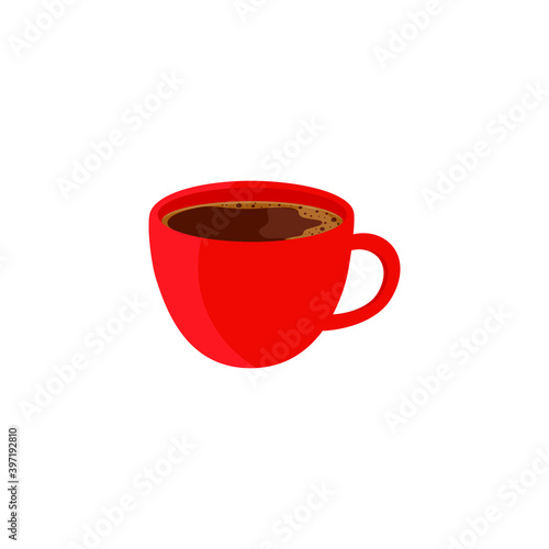 Red cup of coffee isolated on a white background.