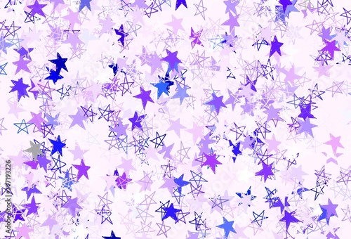 Light Purple, Pink vector background with colored stars.
