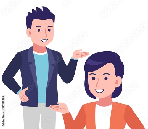 グラフィカルな若い夫婦